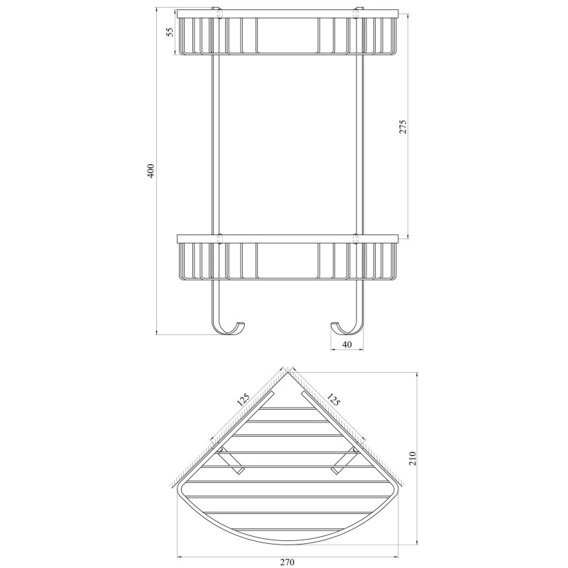 Полка двойная угловая TOPAZ 4124