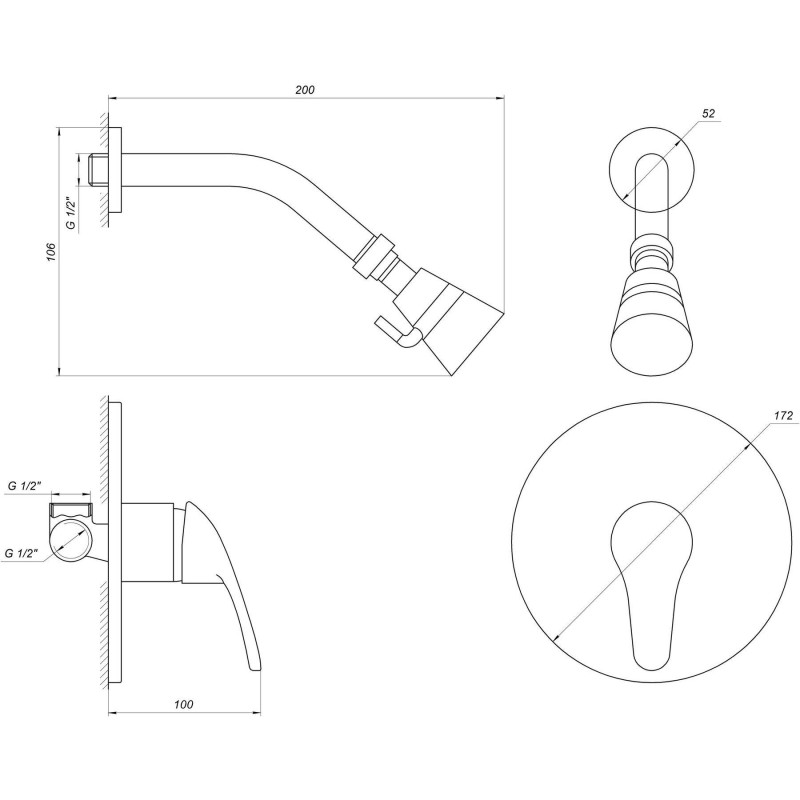 Смеситель для душа Globus Lux SOLLY GLSO-0105S