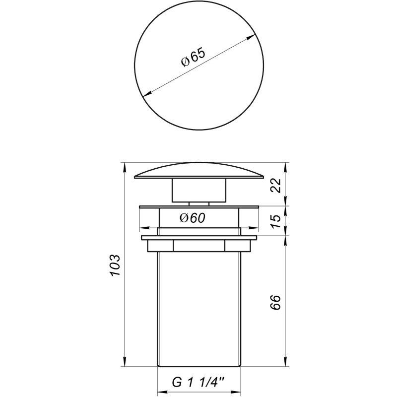 Донный клапан Globus Lux HG15-03B (Click-clack)