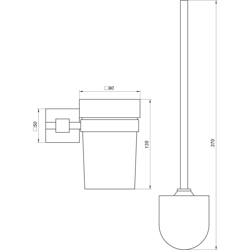 Ерш настенный  Globus Lux BQ9429A без крышки черный матовый SUS304