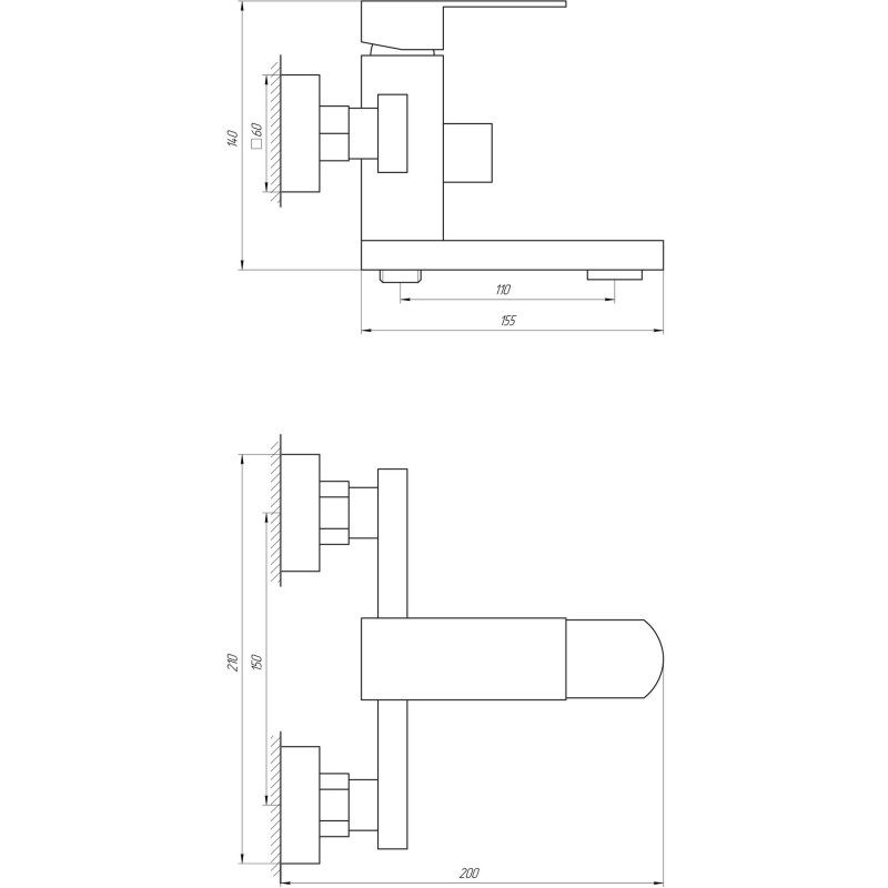 Смеситель для ванны Globus Lux SICILIA SBQ-102N