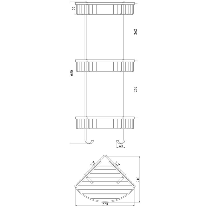 Полка тройная угловая TOPAZ 4134
