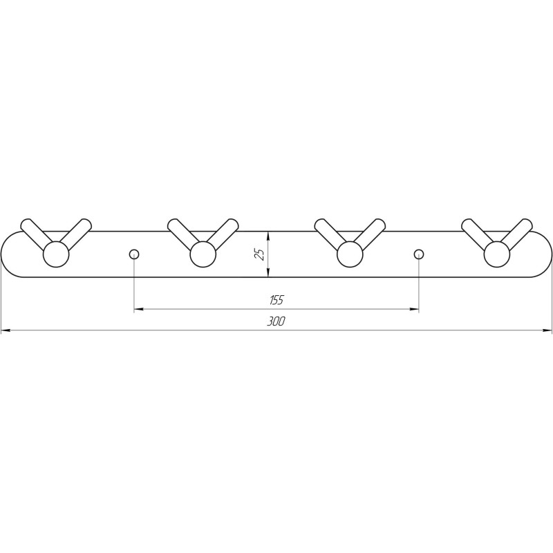 Планка с крючками Globus Lux BS8435-4 черная матовая SUS304