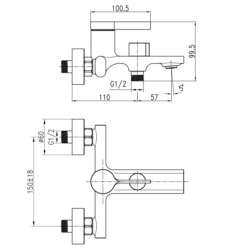 Смеситель для ванны TOPAZ  Moderno TMD-33101-H78A