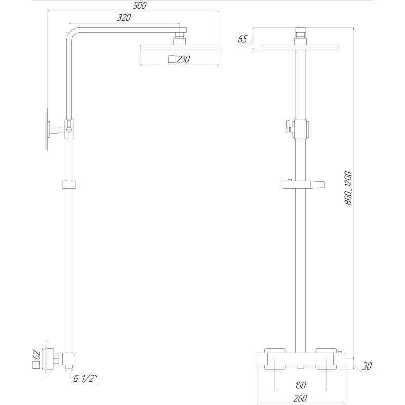Душевая система Globus Lux Termostatic  GLQ-0040T
