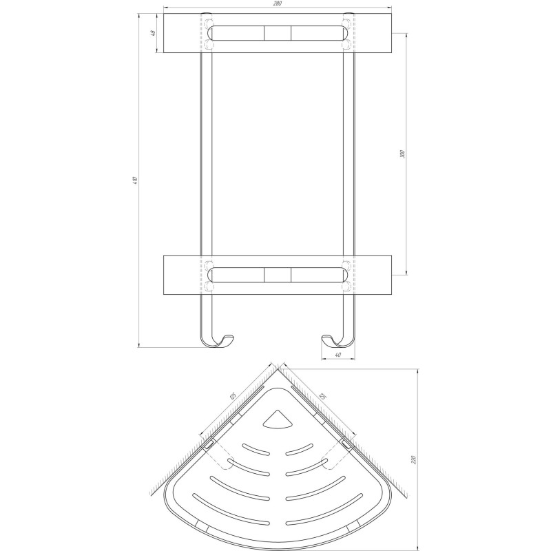Полка двойная угловая Globus Lux SQ9422