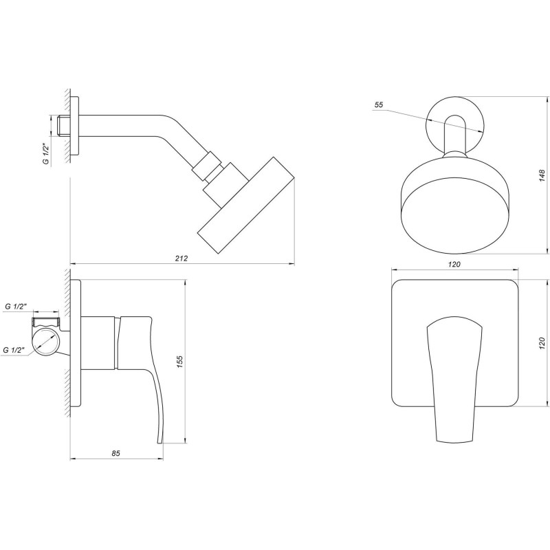 Душевая система встроенная Globus Lux QUEENSLAND GLQU-0105S-KIT