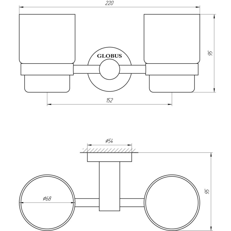 Стакан двойной Globus Lux SS 8428  SUS304