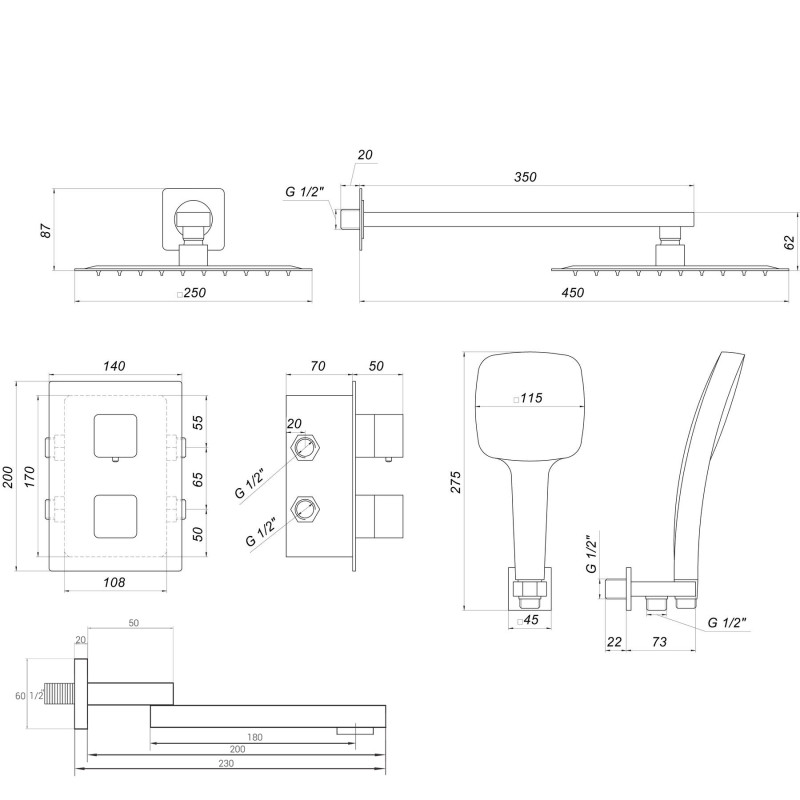 Душевая система Globus Lux GLM-505N-TT-SMART