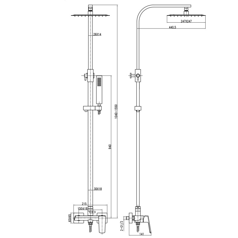 Душевая система TOPAZ LEXI TL 21105-H57-BL