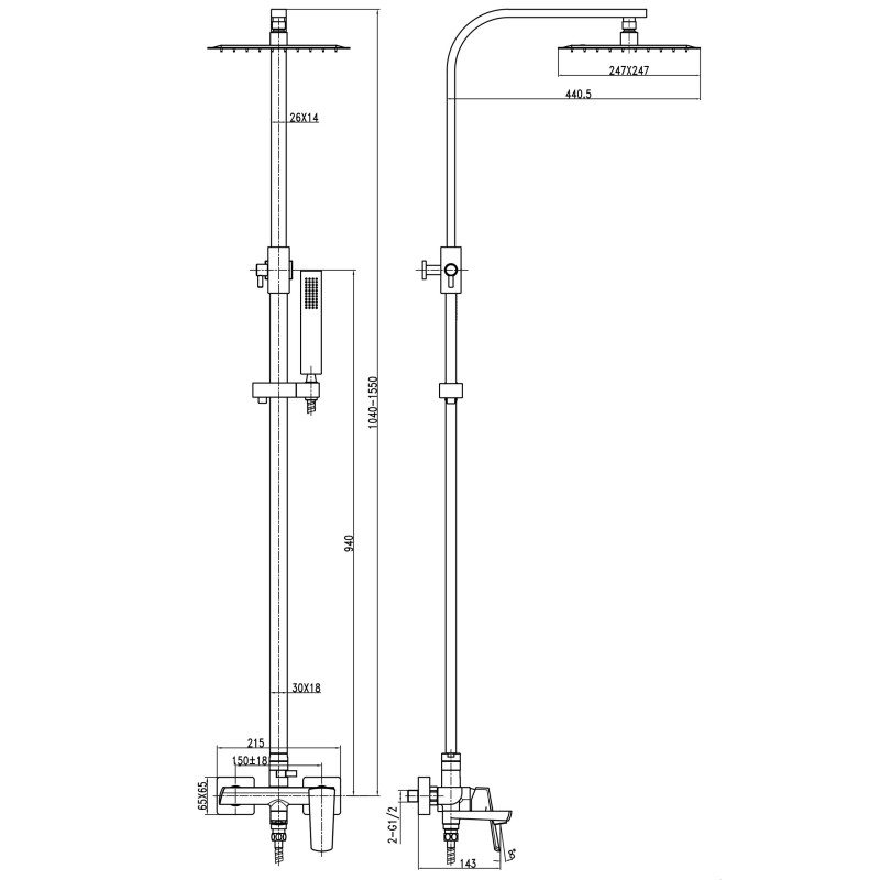 Душевая система TOPAZ LEXI TL 21122-H57-BL