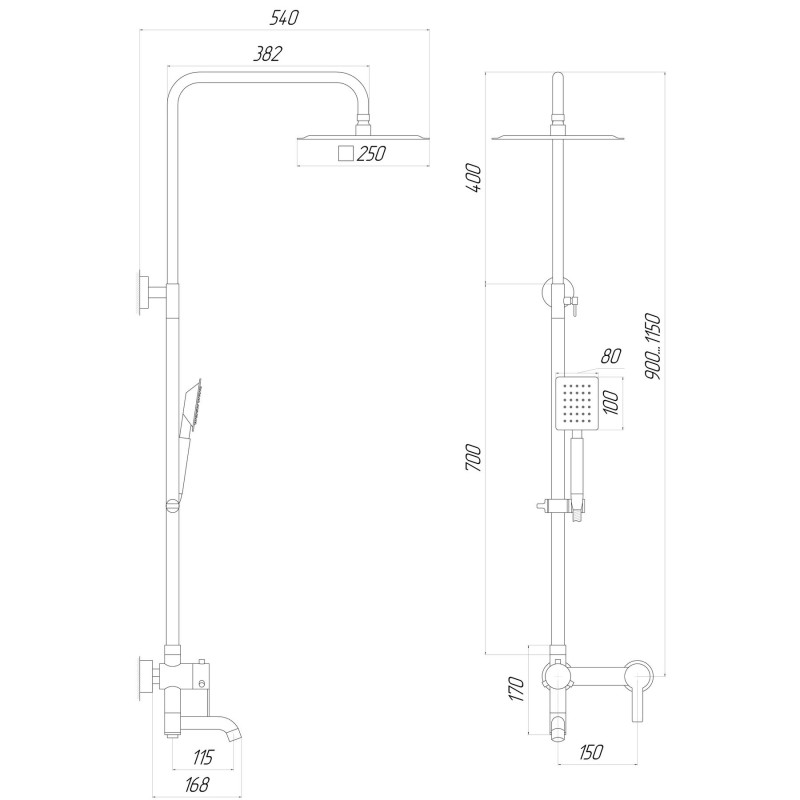 Душевая система Globus Lux ALPEN SBT1-SQ-02-304