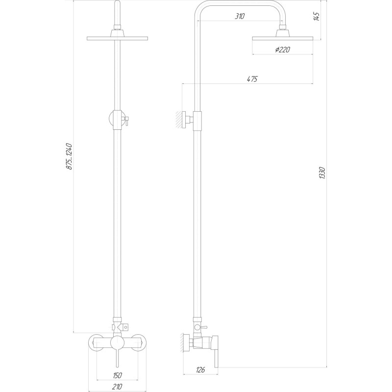 Душевая система Globus Lux LAZER DS-007A