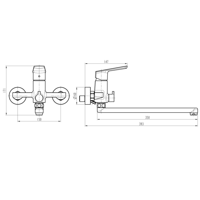 Смеситель для ванны TOPAZ LEXI TL21208A-H57-BL