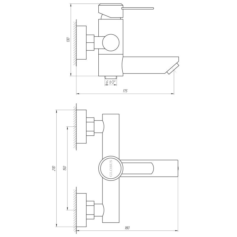 Смеситель для ванны Globus Lux WIEN SBT2-102N
