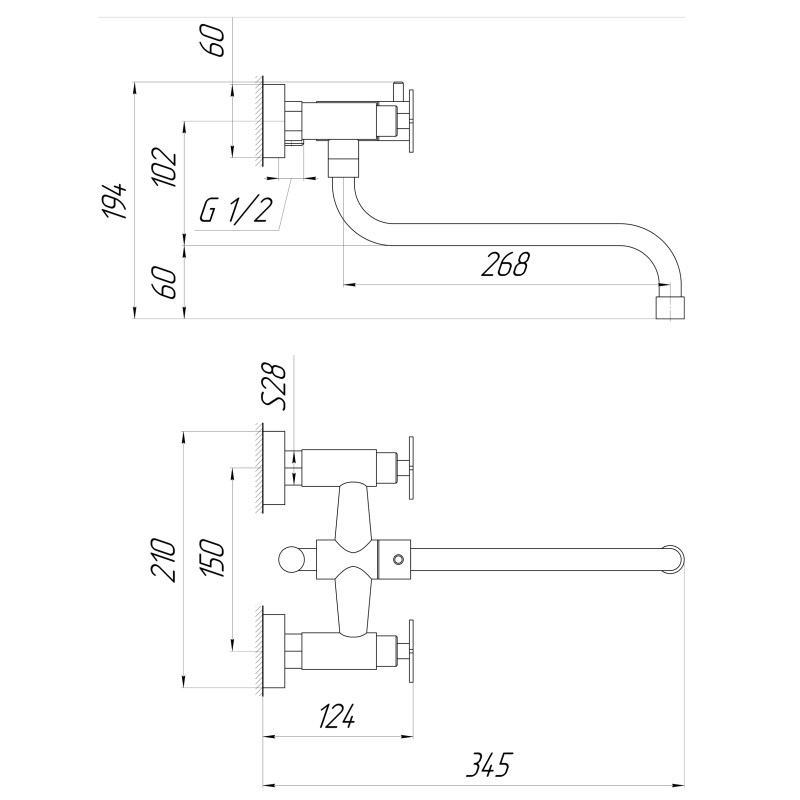 Змішувач для ванни Globus Lux DUKAT SD4-208L