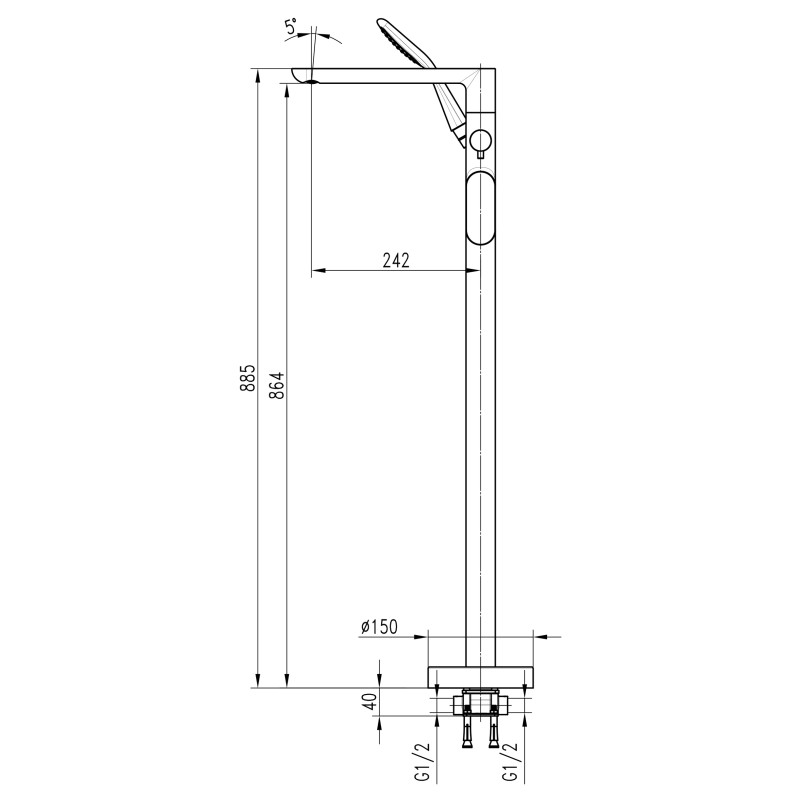Змішувач для ванни TOPAZ BARTS TB 07113R-H36