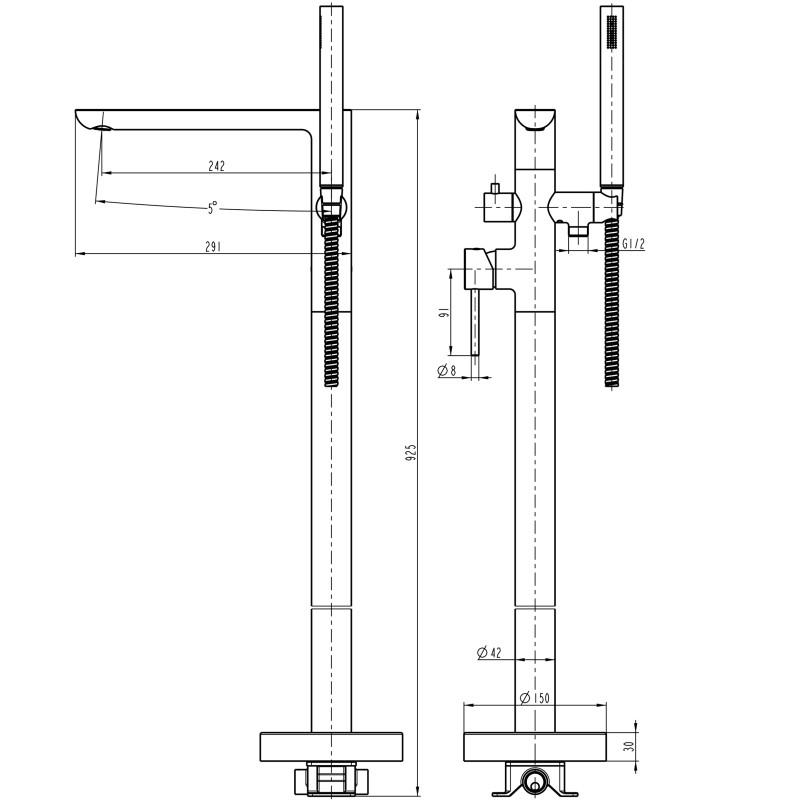 Смеситель для ванны TOPAZ LOFT TLF 32113-H39-C