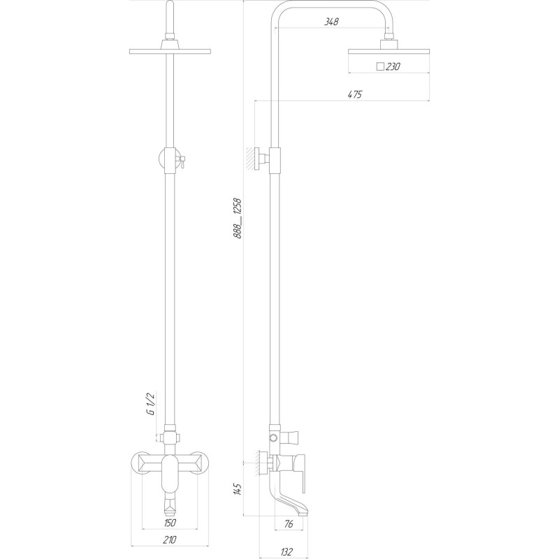Душевая система Globus Lux ONTARIO DS-006A