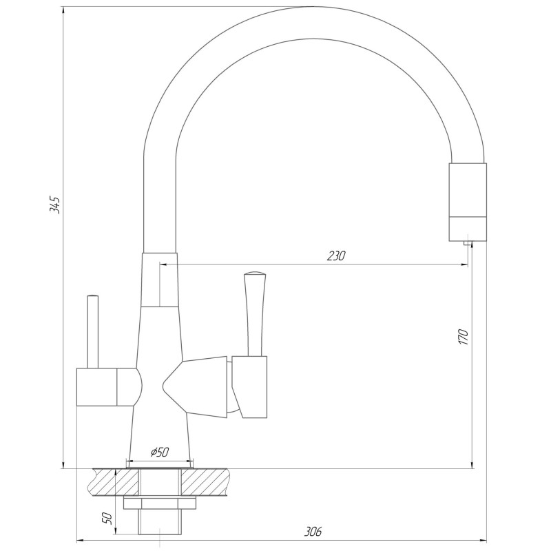Смеситель для кухни под осмос Globus Lux LAZER GLLR-0903-8-STSTEEL