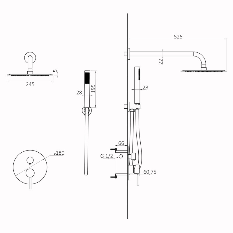 Душевая система Globus Lux LAZER Pro GLPR-205-00-SMART