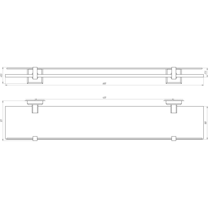 Полиця TOPAZ TKB 9927 скло с бортиком
