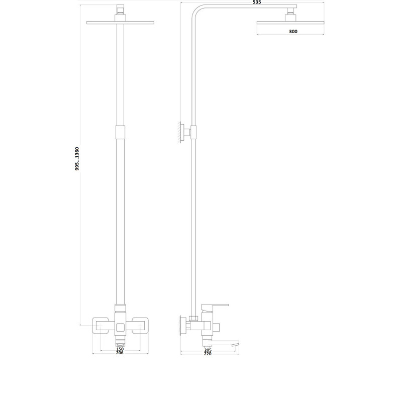Душевая система Globus Lux MILANO VAN-GLM-0026-11-Graphite