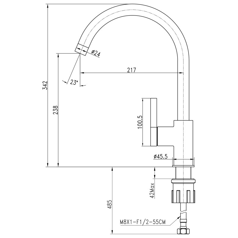 Змішувач для кухні TOPAZ  MODERNO TMD-33403-H78A