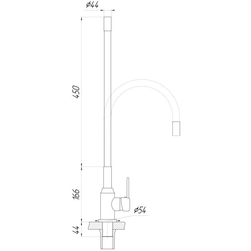 Змішувач для кухні DOMINO ELLIPSE DCC-203L-BLACK  гофровилив Чорний,,На Гайці