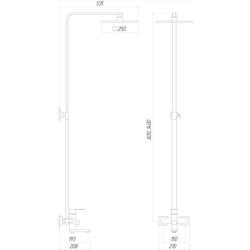 Душевая система Globus Lux SICILIA VAN-SBQ-SH-02-304