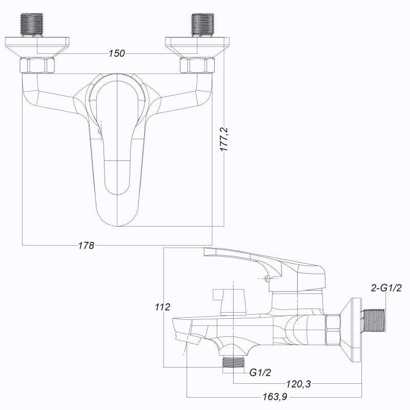 Смеситель для ванны Globus Lux Solly GLSO-0102NE