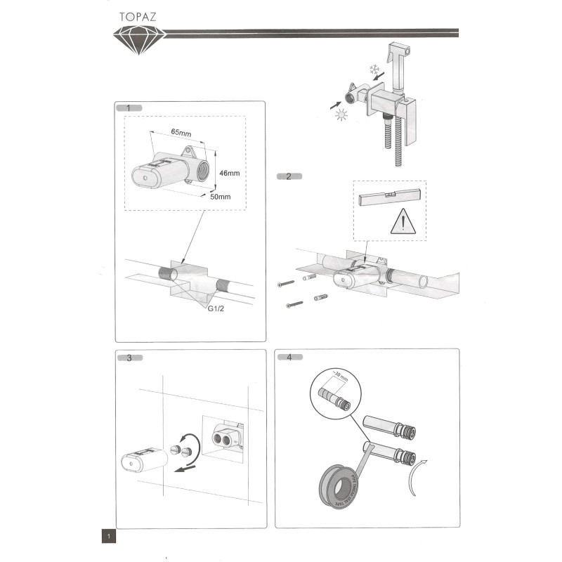 Смеситель гигиенический TOPAZ LOFT TLF 32106-H39-C