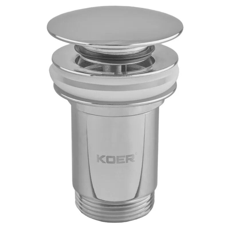 Донный клапан для раковины Koer PW-08-01 1 1/4'' без перелива автоматический СLICK-СLACK (Цвет хром) (KR5786)