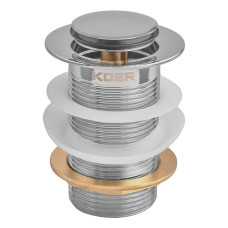 Донный клапан для раковины Koer PW-10-01 1 1/4'' без перелива автоматический СLICK-СLACK (Цвет хром) (KR5797)