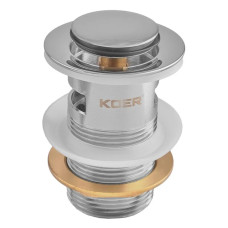 Донный клапан для раковины Koer PW-09-01 1 1/4'' с переливом автоматический СLICK-СLACK (Цвет хром) (KR5796)