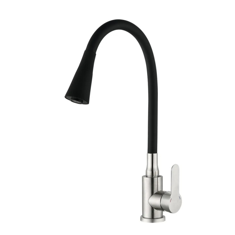 Смеситель для кухни Mixxus DAX-011 REFL.Black с силиконовым изливом (MI6559)