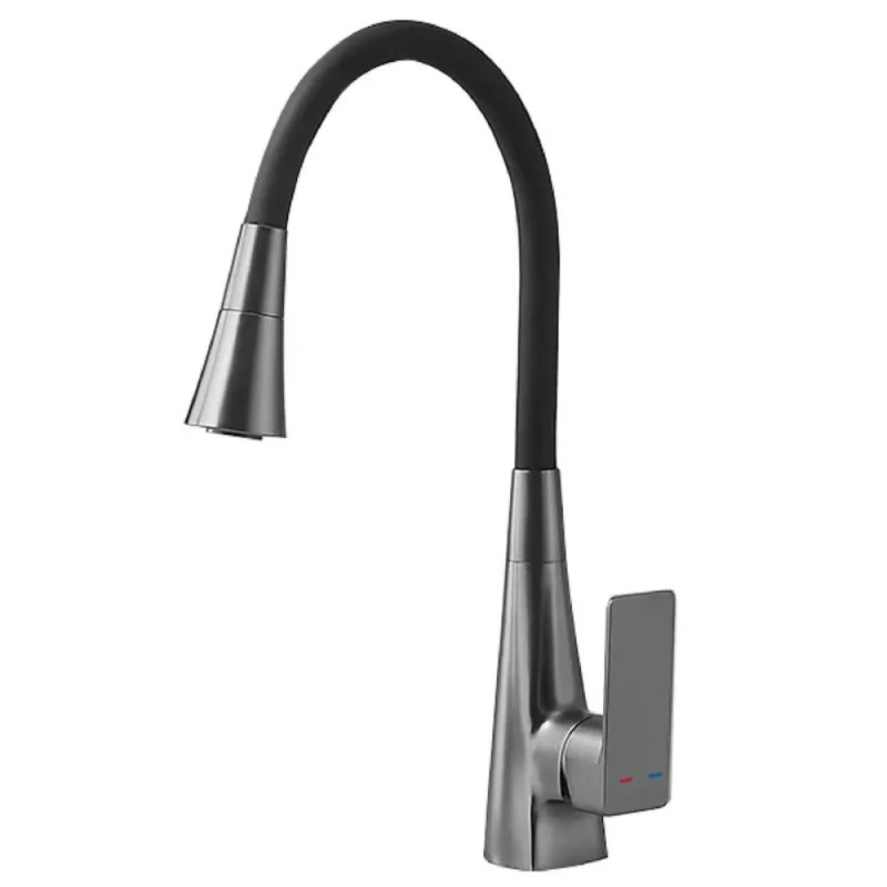 Змішувач для кухні Mixxus Etna 014-T (NUT) Graphite Refl.Black (Колір графіт+силіконовий вилив чорний) (MI8422)