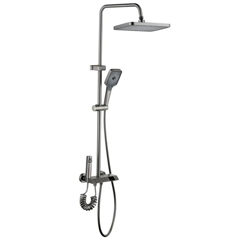 Душевая колонна со смесителем Mixxus Premium NEPTUNE 009-J GRAPHITE с кнопкой переключения, 4 режима (MI6833)