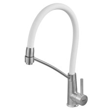 Смеситель для кухни с силиконовым изливом Zerix FUL-017 Refl.White из нерж. стали SUS304 (изл.белый) (ZX5994)
