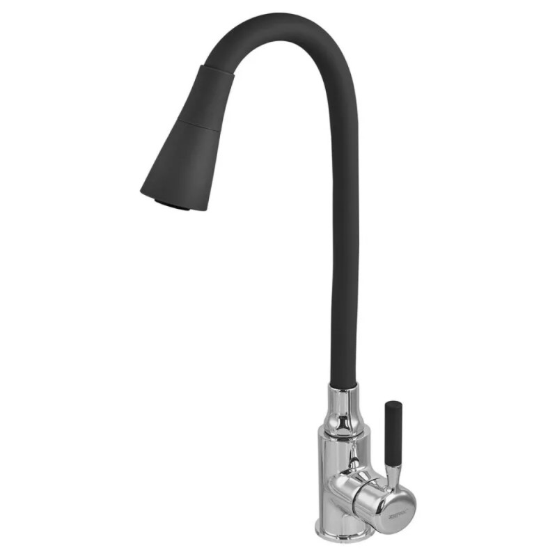 Смеситель для кухни Zerix ATRIUM-011-T REFL.BLACK (Цвет хром+силик.вылив черный) (ZX4720)