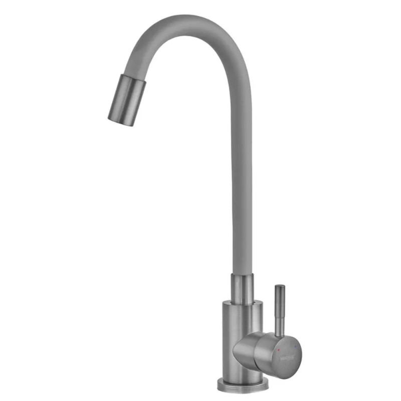 Смеситель для кухни MIXXUS SEO-011 GRAPHITE REFL.GRAY с силиконовым изливом из нерж.стали SUS304, цвет графит (MI8225)