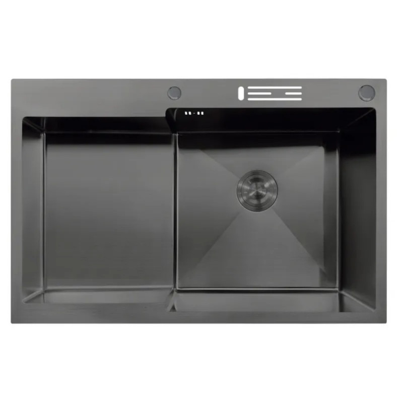 Мойка MIXXUS MH7849R-HK NANO-BLACK (3.0/0.9) из нержавеющей стали "глубокое крыло", с подставкой под ножи (MX1938)