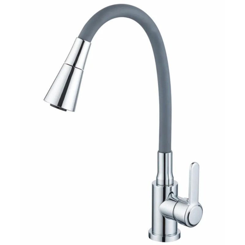 Смеситель для кухни Zerix Eza-011-T Chrome Refl.Grey (цвет хром+силик.излив серый) (ZX6143)