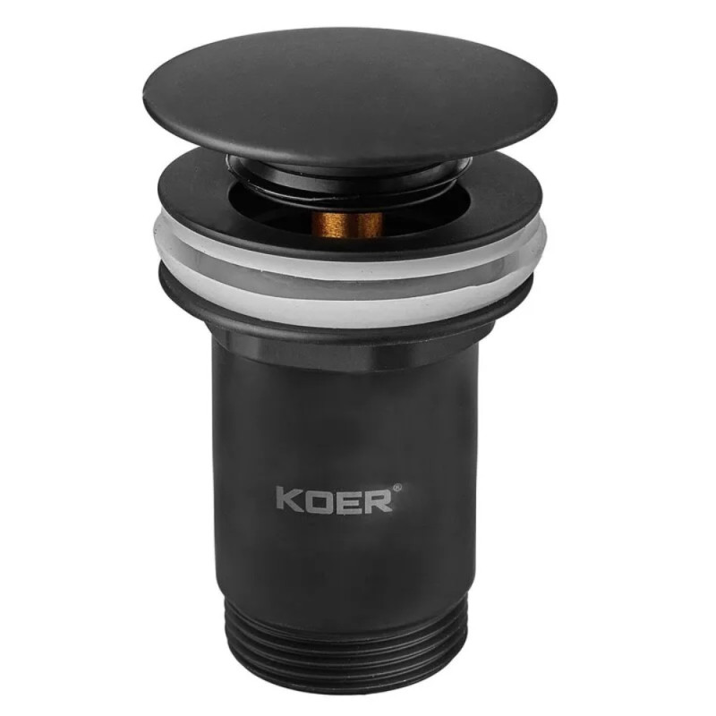 Донный клапан для раковины Koer PW-08-05 1 1/4'' без перелива автоматический СLICK-СLACK (Цвет черный) (KR5789)