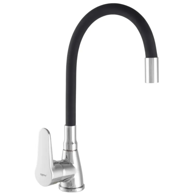 Смеситель для кухни Zerix SOP7 146 с черным гибким изливом (ZX2654)