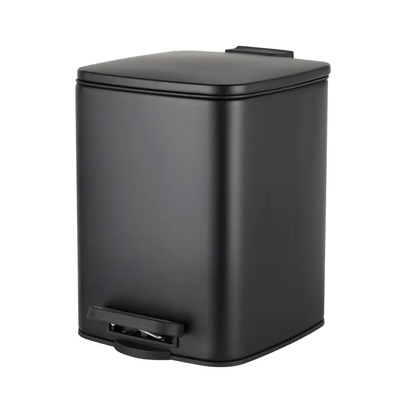 Мусорное ведро с плавным закрытием квадратное Zerix Kubix-TC0106 Black 6 л цвет черный (ZX5890)