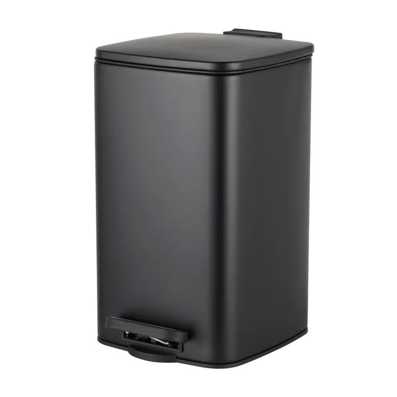 Мусорное ведро с плавным закрытием квадратное Zerix Kubix-TC0108 Black 8 л цвет черный (ZX5892)