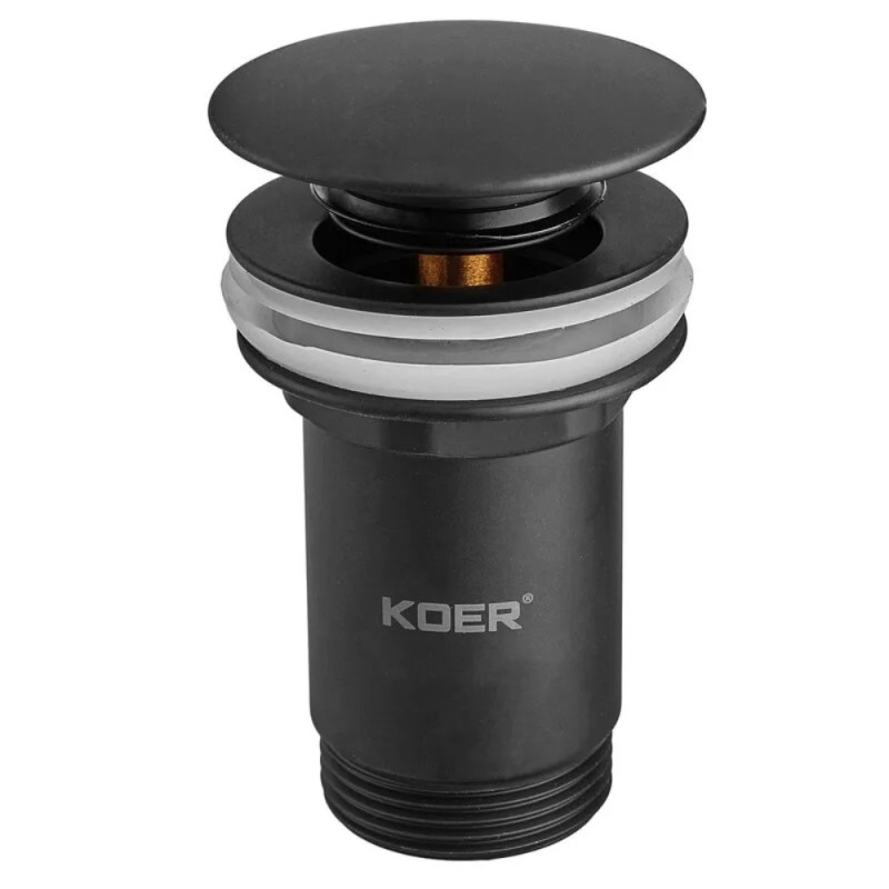 Донный клапан для раковины Koer PW-07-05 1 1/4'' с переливом автоматический СLICK-СLACK (Цвет черный) (KR5785)
