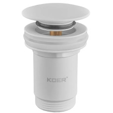 Донный клапан для раковины Koer PW-08-03 1 1/4'' без перелива автоматический СLICK-СLACK (Цвет белый) (KR5787)