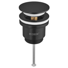 Донний клапан для раковини Koer PW-11-05 1 1/4''  універсальний (з/без перел) СLICK-СLACK (Колір чорн) (KR5795)